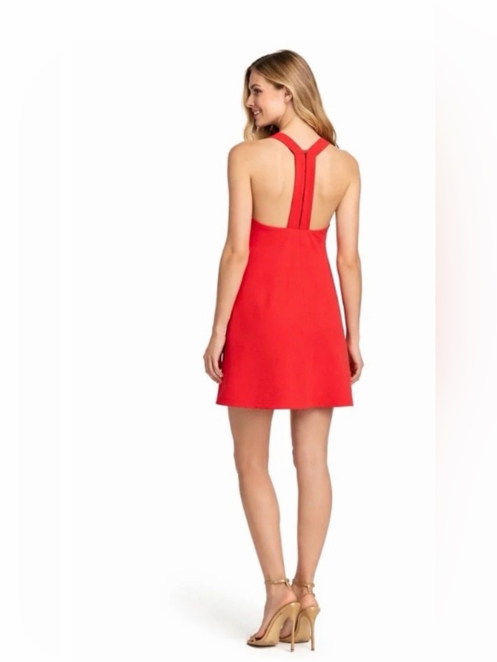 Alice + Olivia Red V-Neck Mini Dress